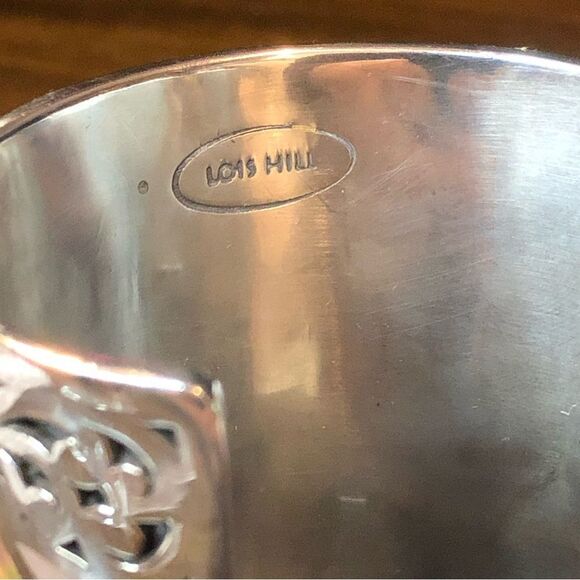 LOIS HILL Tall Sterling Silver Abalone Mosaic Inlay Cuff Bracelet - Picture 5 of 17